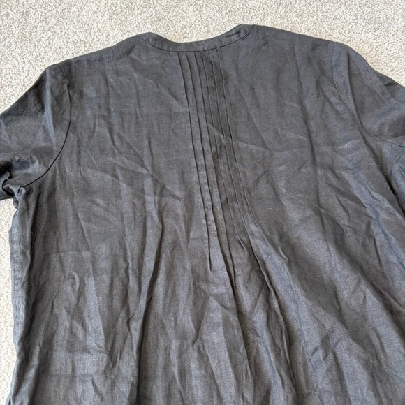 Quince European Linen Short Sleeve Swing Dress Black Size Large Beach Vacation - Picture 10 of 10